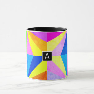 Mug Coloré Moderne Multi-Coloré Géométrique   Monogram