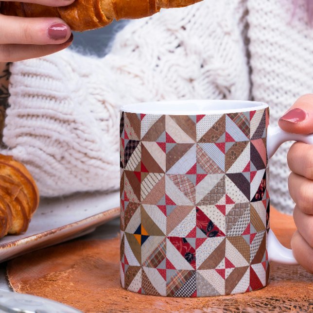 Mug Coloré Patchwork Quilt Motif élégant (A cozy mug for afternoon tea! It features an elegant, 
colorful, vintage patchwork quilt pattern. )