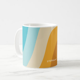 Mug Coloré Retro Rainbow Waves Personnalisé