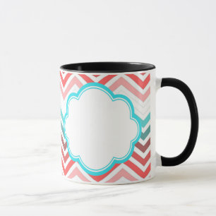 Mug Coloré rouge, rose, bleu, sarcelle chevron zigzag
