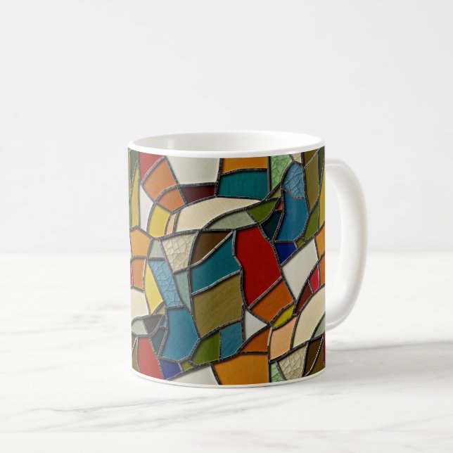 Mug Coloré Vitrage Mosaïque Abstraction (Devant droit)