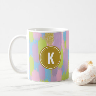 Mug Colorful Abstrait Brushstrokies Motif Monogramme