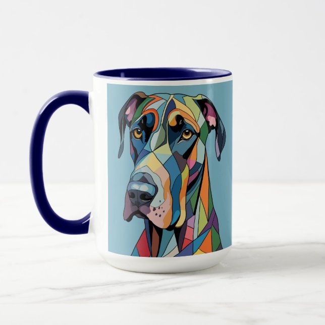 Mug Colorful Cubist Great Dane  (Gauche)