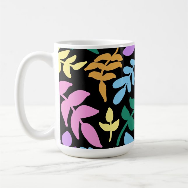 Mug Colorful foliage in black background (Gauche)