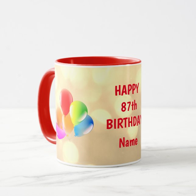 Mug Colorful Happy 87th Birthday Personnalisé (Devant gauche)