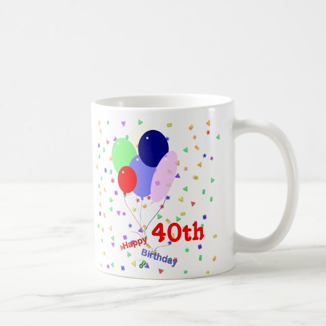 Mug Colorful Joyeux 40e Anniversaire Ballons (Droite)