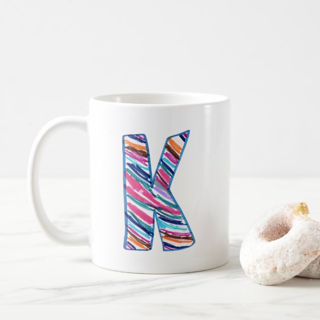 Mug Colorful Letter K as in Kay (Avec donut)