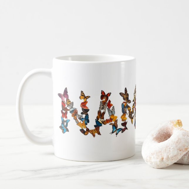 Mug Colorful Namaste Butterflies -Graphic Yoga Art Tea (Avec donut)