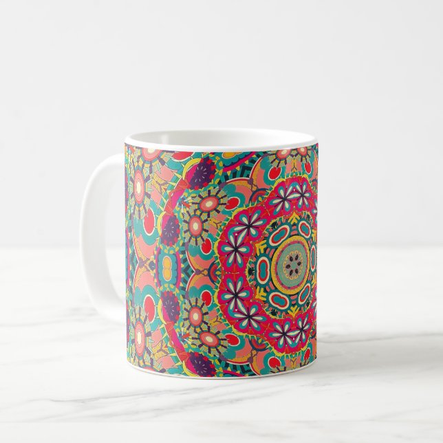 Mug Colorful Ornate Kaleidoscope Mandala Pattern (Devant gauche)