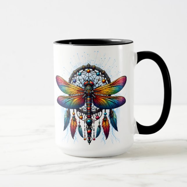 Mug Colorful Psychedelic Dragonfly Dreamcatcher Boho (Droite)