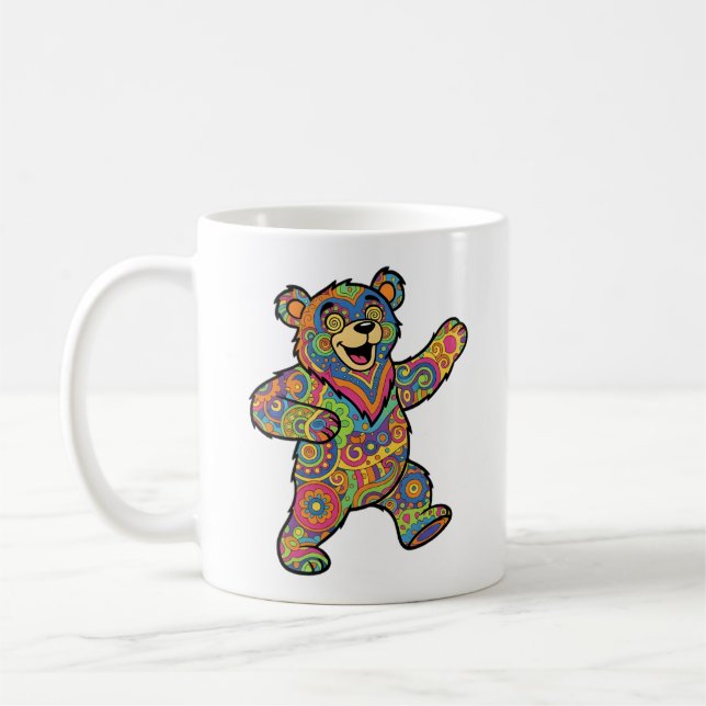 Mug Colorful Psychedelic Teddy Bear Art (Gauche)