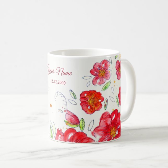 Mug Colorful Red Yellow Pink Floral Wedding Party (Devant droit)