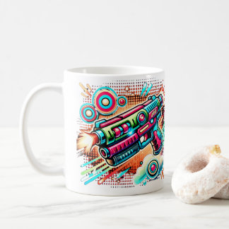 Mug Colorful Retro Pop Art Ray Gun | Futuristic Sci-Fi