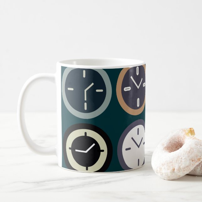 Mug Colorful Time Clock Pattern Watchmaker Horologist (Avec donut)