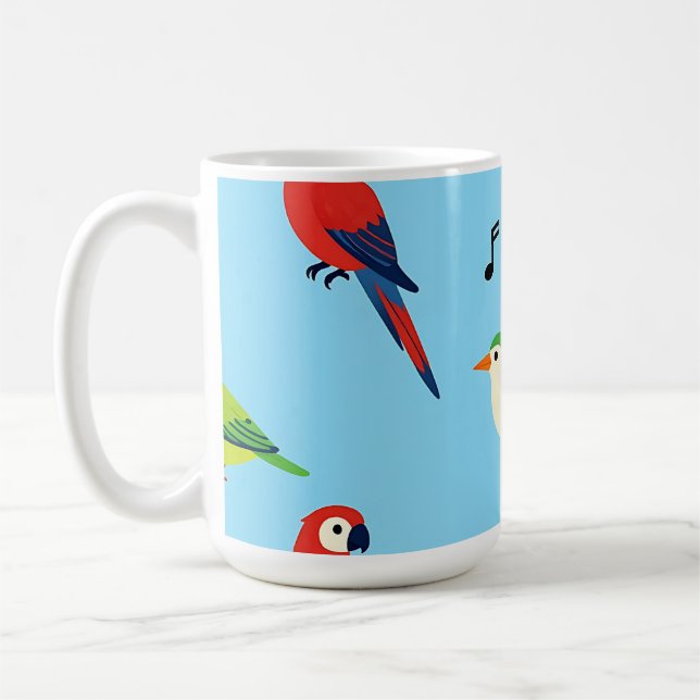 Mug Colorful Tropical Birds Pattern (Gauche)