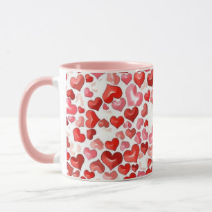 Mug Colorful Whimsical Petits Coeurs Rouge Rose Blanc