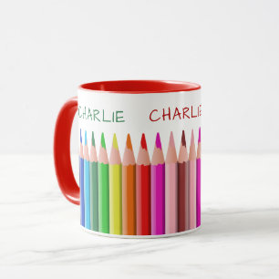 Mug Coloriage Pencils nom personnalisé gosses