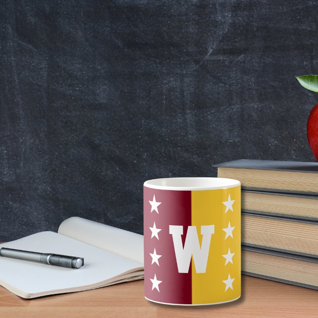 Mug Coloris College Maroon & Or Monogramme (Créateur téléchargé)