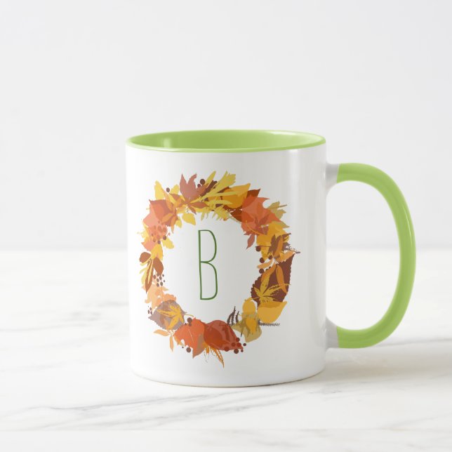 Mug Coloris d'automne Feuilles Illustration de la cour (Droite)