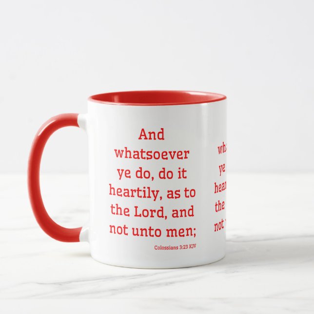 Mug Colossiens 3:23 KJV Bible Verse Deux Tons (Gauche)