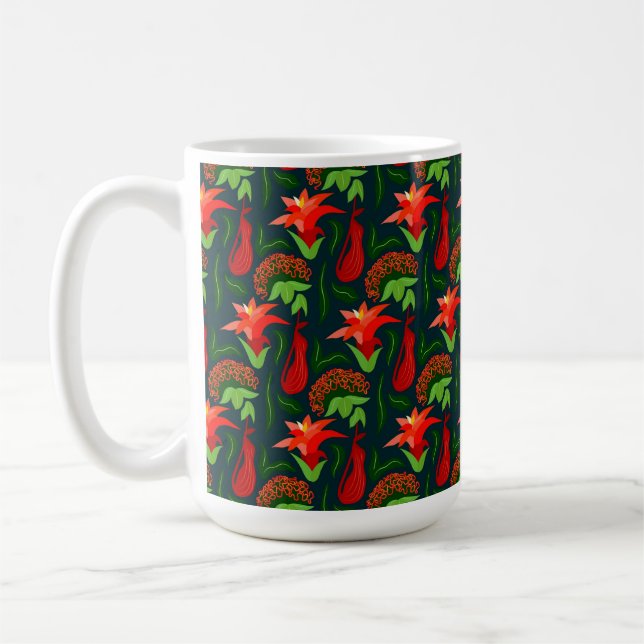 Mug Colourful Exotic Flowers Leaves Pattern-23187 (Gauche)