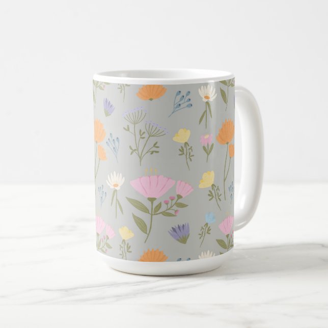Mug Colourful meadow on grey (Devant droit)