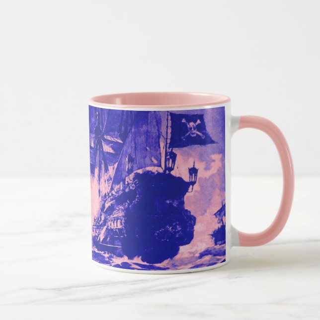Mug COMBAT DE NAVIRE PIRATE / bleu violet (Droite)