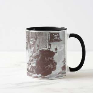 MUG COMBAT DE NAVIRE PIRATE EN NOIR
