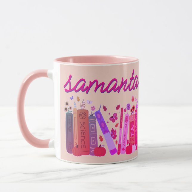 Mug Combinaison Florale de Citrouille Orange Livresque (Gauche)