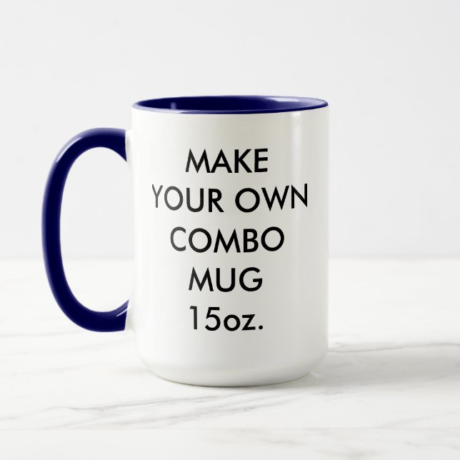 Mug combiné bleu marine personnalisé 15oz (Gauche)