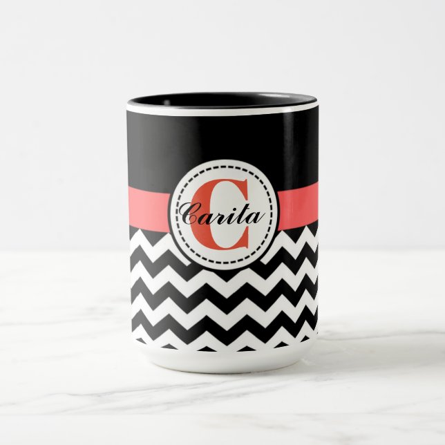 Mug combiné Monogrammé Chevron 15 Oz (Centre)