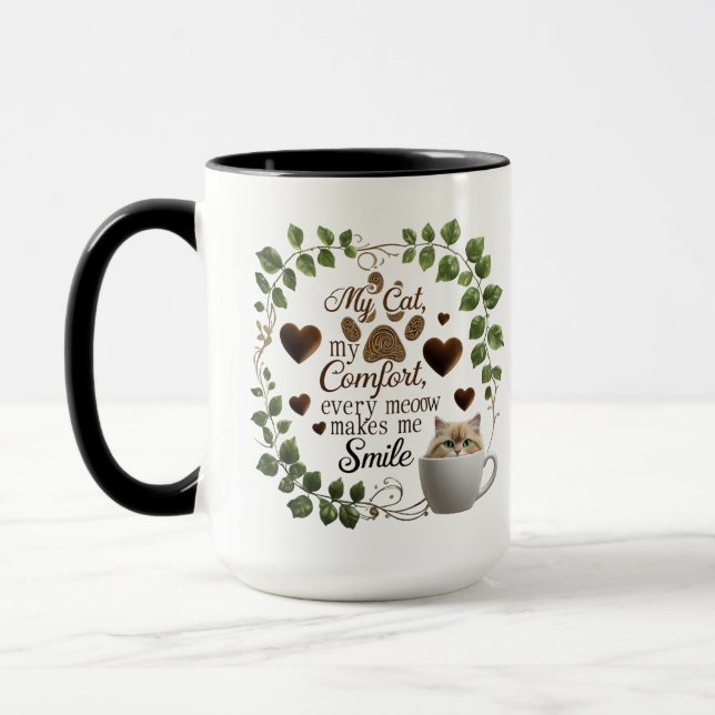 Mug Combo Amoureux des chats - Café Confort Chaud  (Gauche)