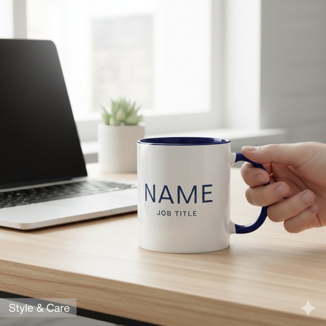 Mug combo bleu marine personnalisé avec votre nom (Personalized Navy Blue Combo Mug with Your Name)