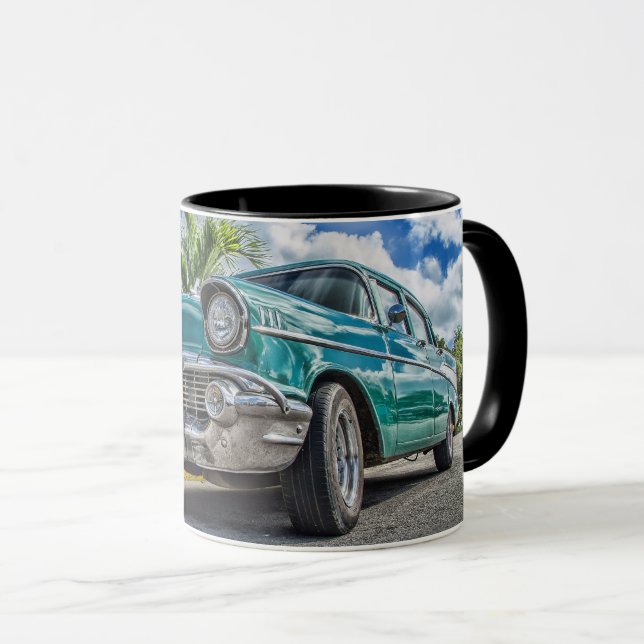 Mug Combo Classique Chevrolet Voiture Noir 11 oz (Devant droit)