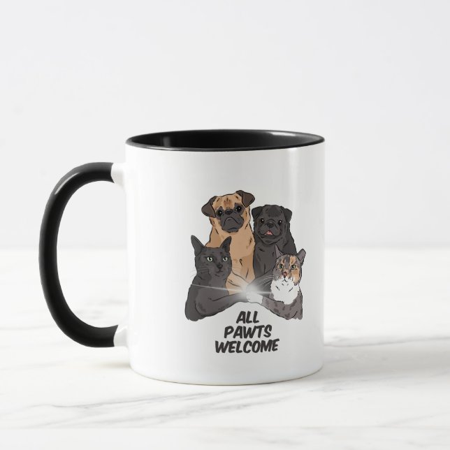 Mug Combo de bienvenue de tous les pawts, 11 oz (Gauche)