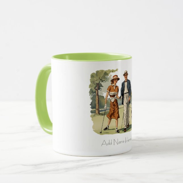 Mug Combo de Golfer Vintage personnalisé (Devant gauche)