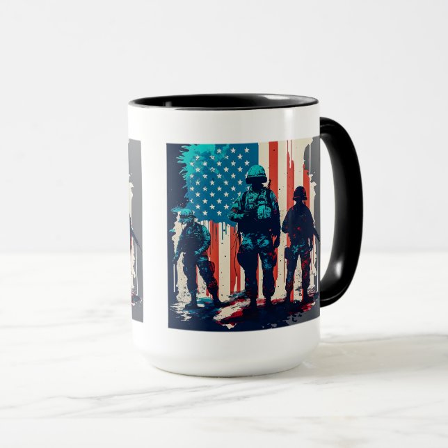 Mug combo des soldats américains, 15 oz (Devant droit)