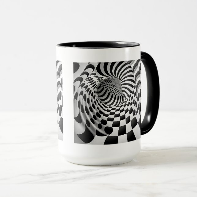 Mug combo du tunnel Op Art, 15 oz (Devant droit)