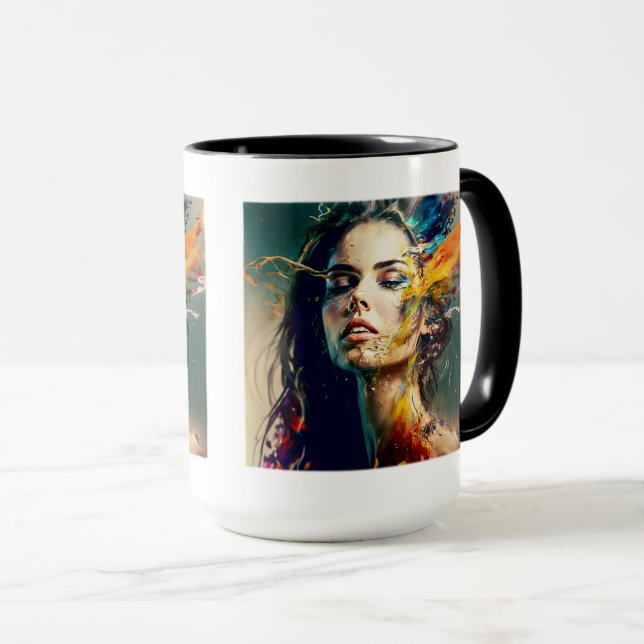 Mug Combo Femme Dissoudre, 15 oz (Devant droit)