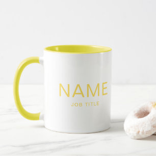 Mug combo Jaune Solide Personnalisé avec Votre Nom