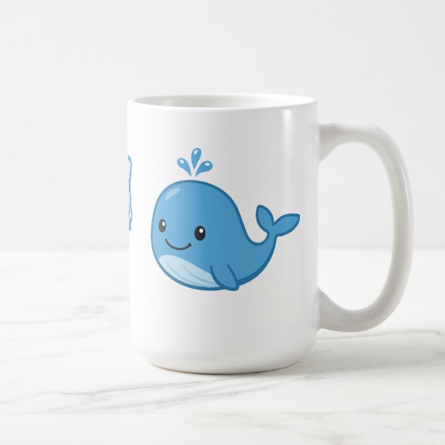 Mug Combo Kawaii Anime, Baleine Bleue Mignonne et Vibe (Droite)