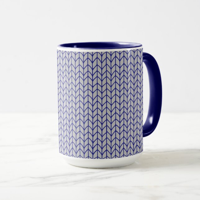 Mug Combo Navy Tricot Gris Bleu (Devant droit)
