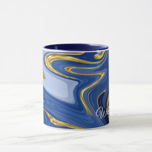 Mug combo personnalisé : Accents bleu et or