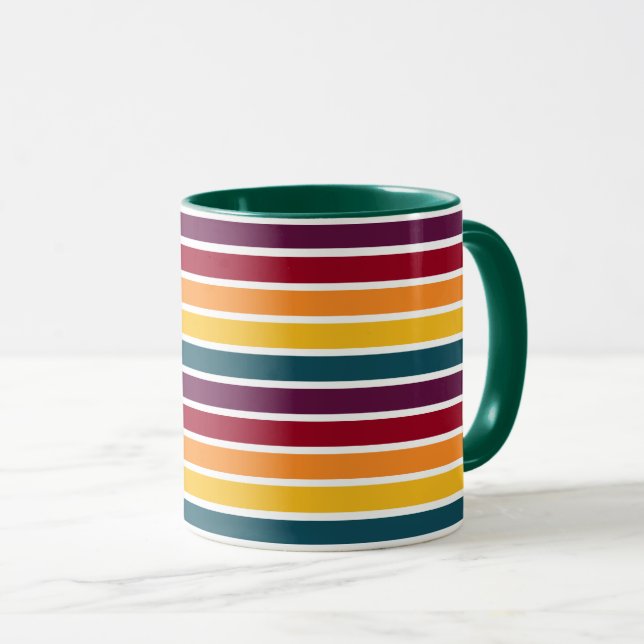 Mug Combo Rayures Vert Foncé Sunset Stripes (Devant droit)