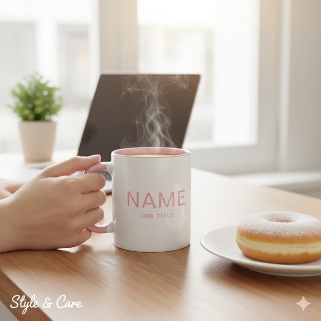 Mug combo rose personnalisé avec votre nom (Personalized Pink Combo Mug with Your Name)