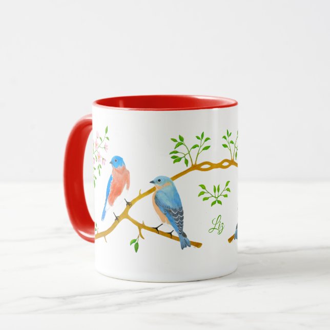 Mug Combo Rouge Mésanges Bleues (Devant gauche)