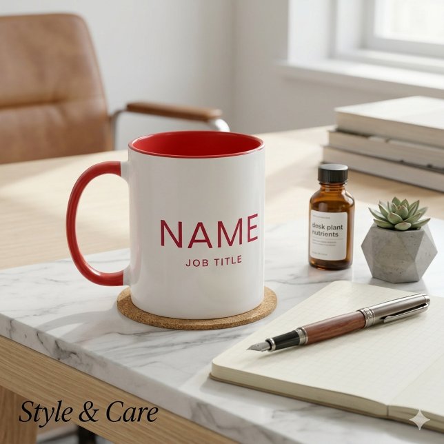 Mug Combo Rouge Uni Personnalisé avec Votre Nom (Personalized Solid Red Combo Mug with Your Name)