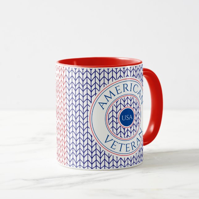 Mug Combo Rouge VÉTÉRAN AMÉRICAIN (Devant droit)