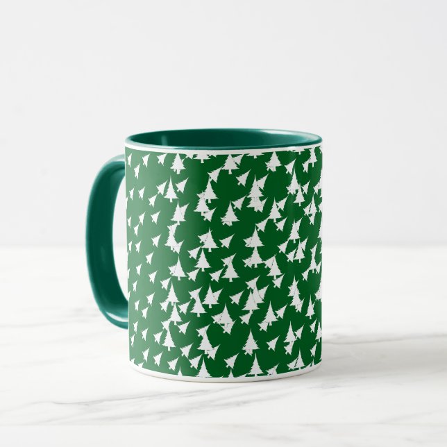 Mug Combo Vert Blanc Vacances Arbres (Devant gauche)