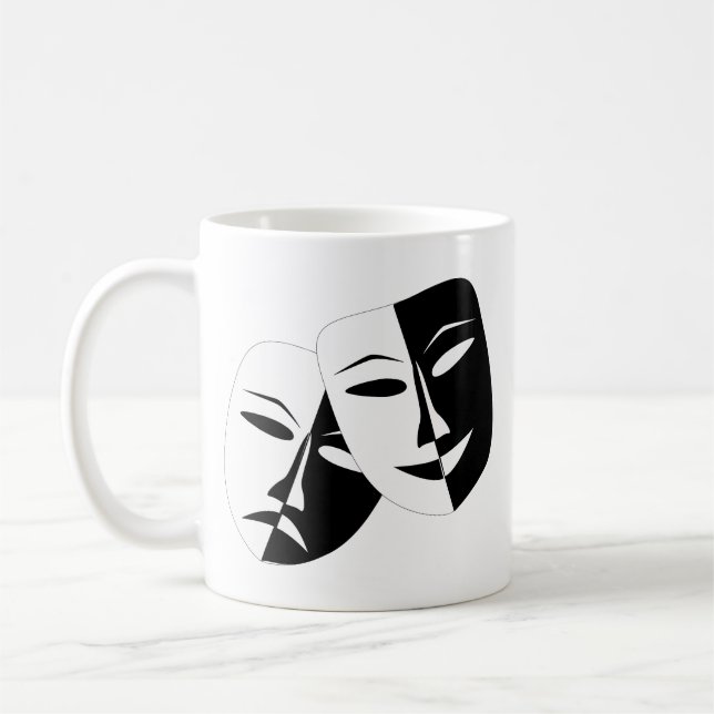 Mug Comédie Tragédie Masque de théâtre noir et blanc (Gauche)